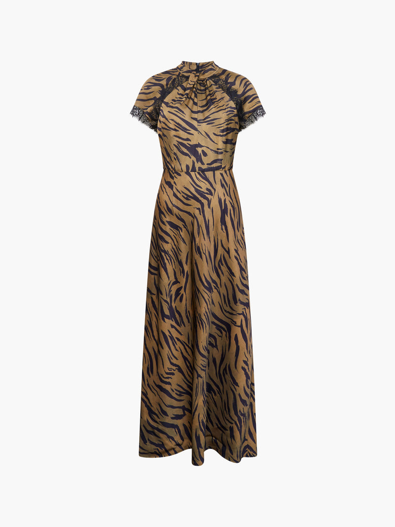 Adeline Ennis Eco Satin Lace Trim Dress