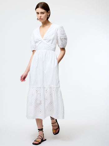 Cambria Cotton Broderie Midi Dress