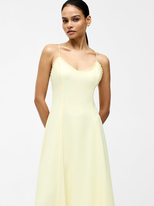 Raya Chiffon Ruffle Neck Midi Dress