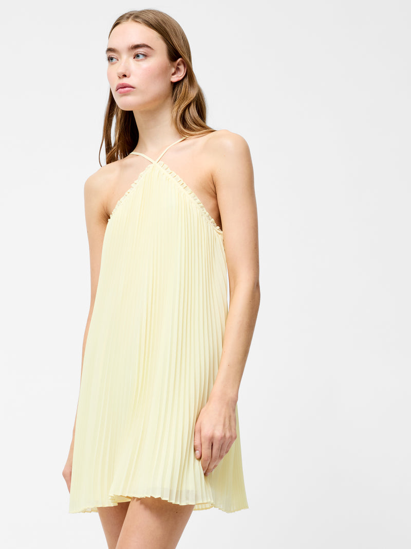 Sunburst Pleated Halterneck Mini Dress