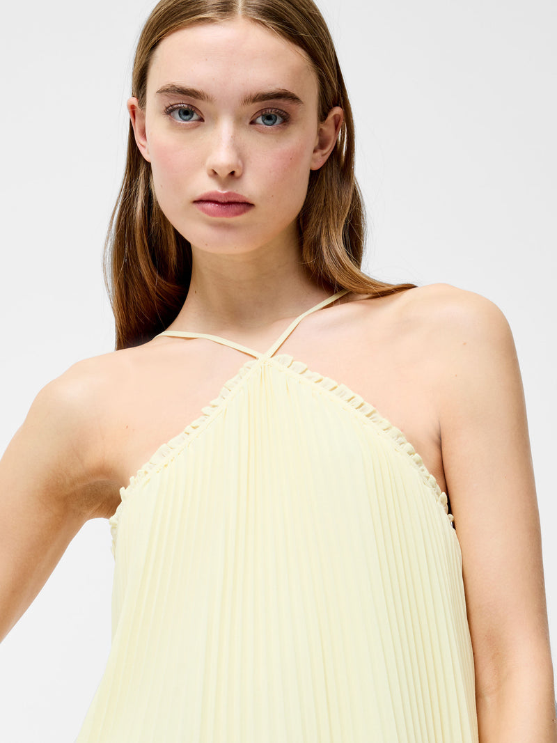 Sunburst Pleated Halterneck Mini Dress