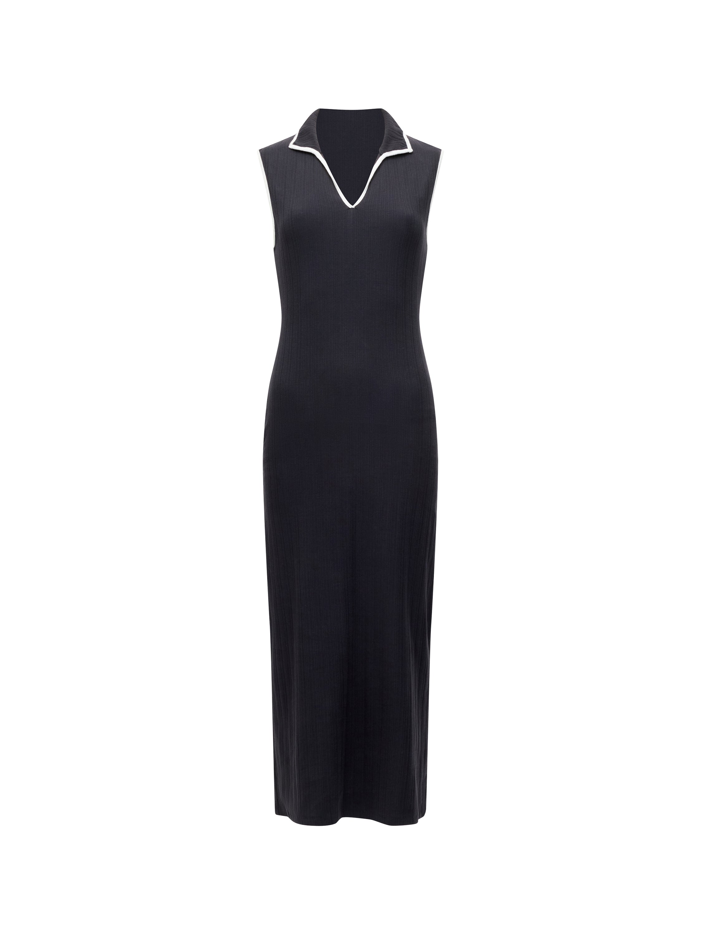 Sasia Rib Binding Collared Midi Dress