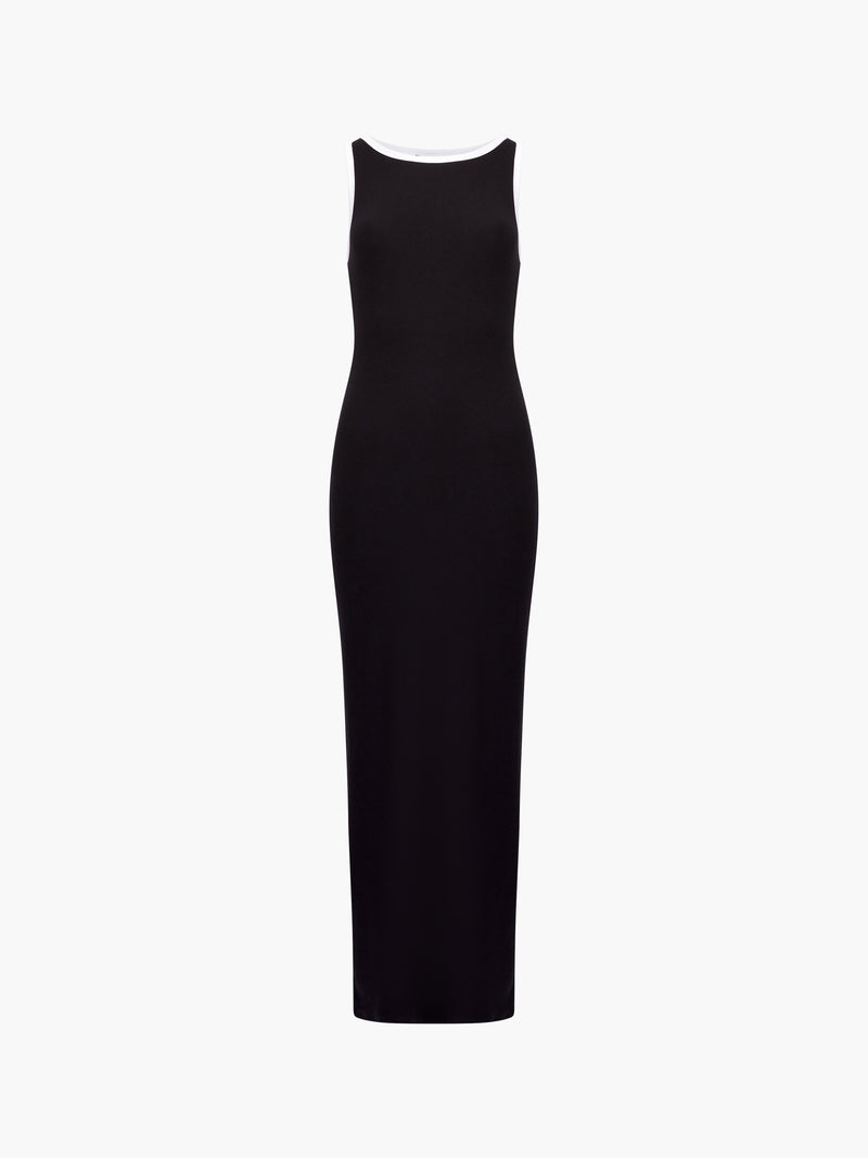 Rasia Ribbed Binding Boat Neck Dress