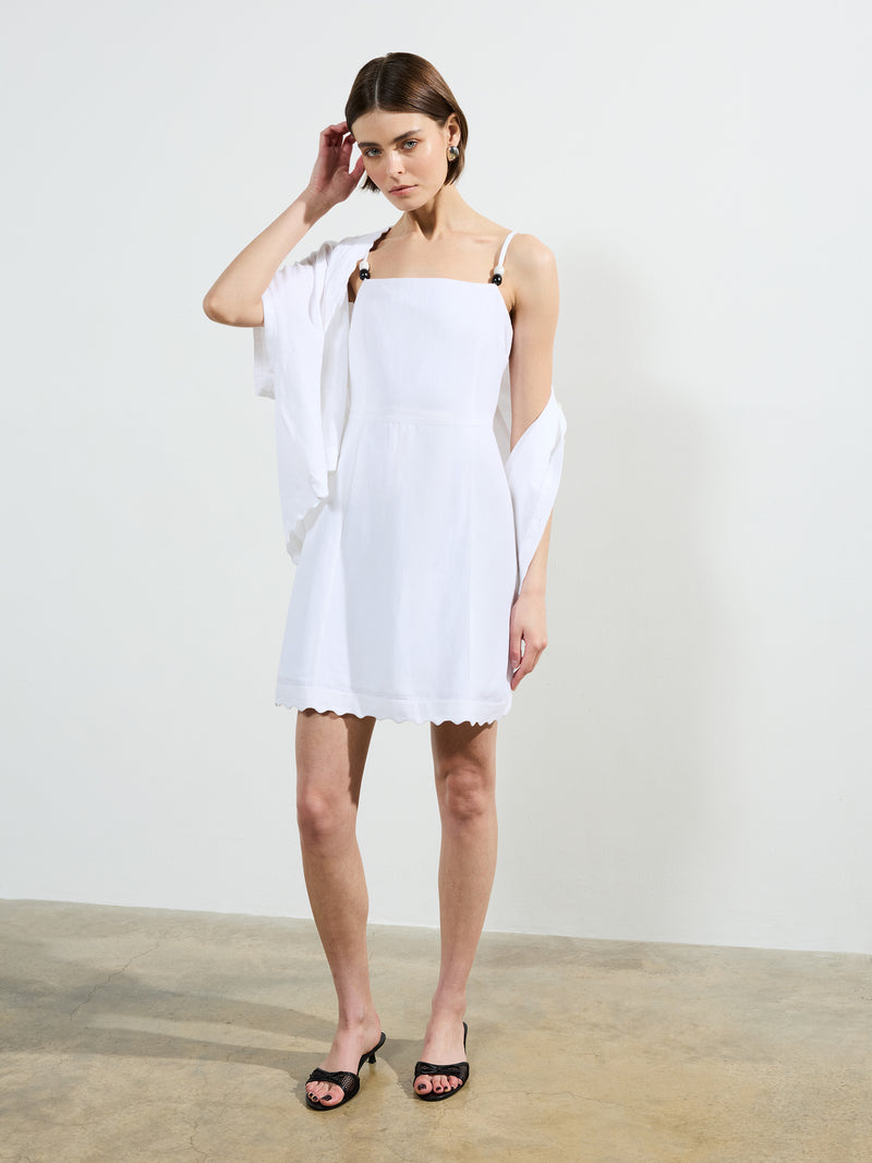 Ariette Linen Scalloped Mini Dress