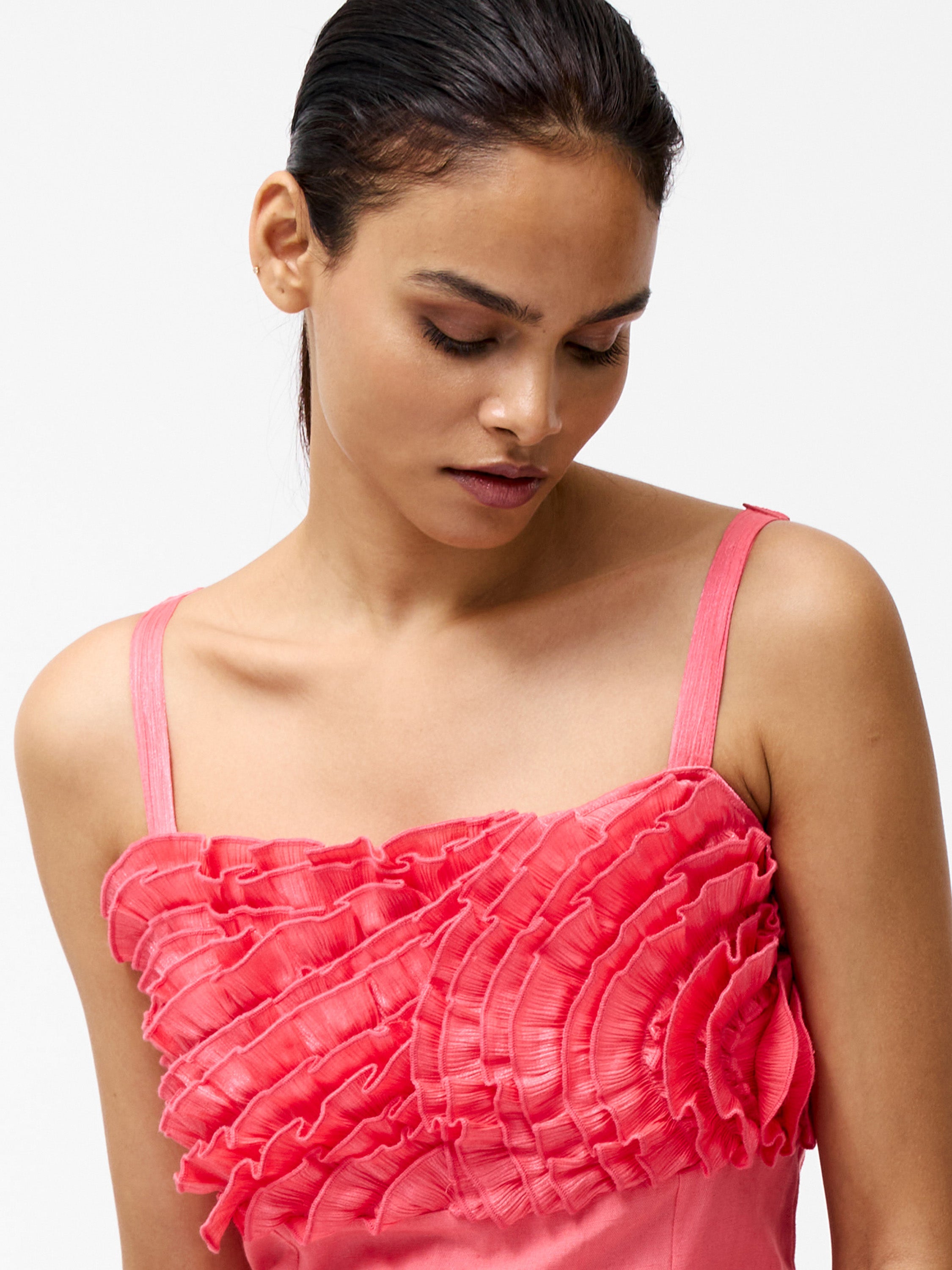 Ariette Ruffled Bust Midi Dress