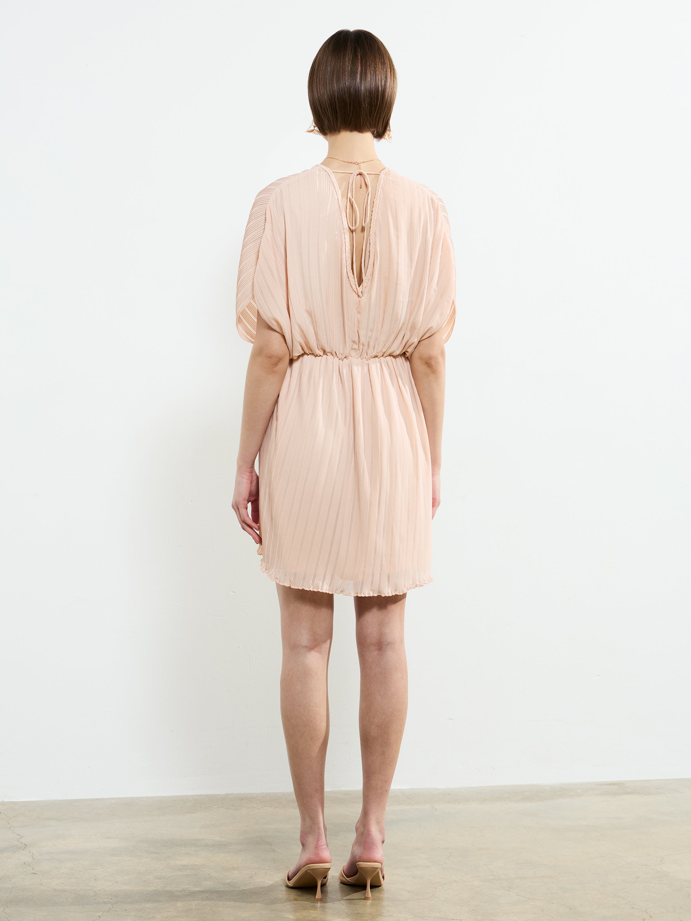 Chathia Plisse V Neck Mini Dress