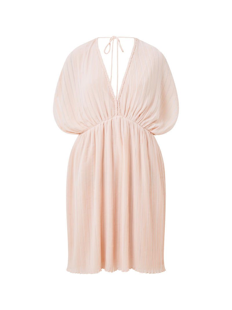 Chathia Plisse V Neck Mini Dress