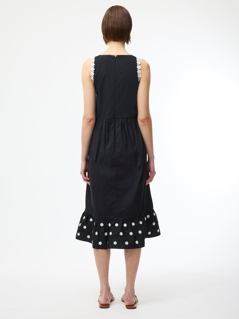 Devin Poplin Embroidered Midi Dress