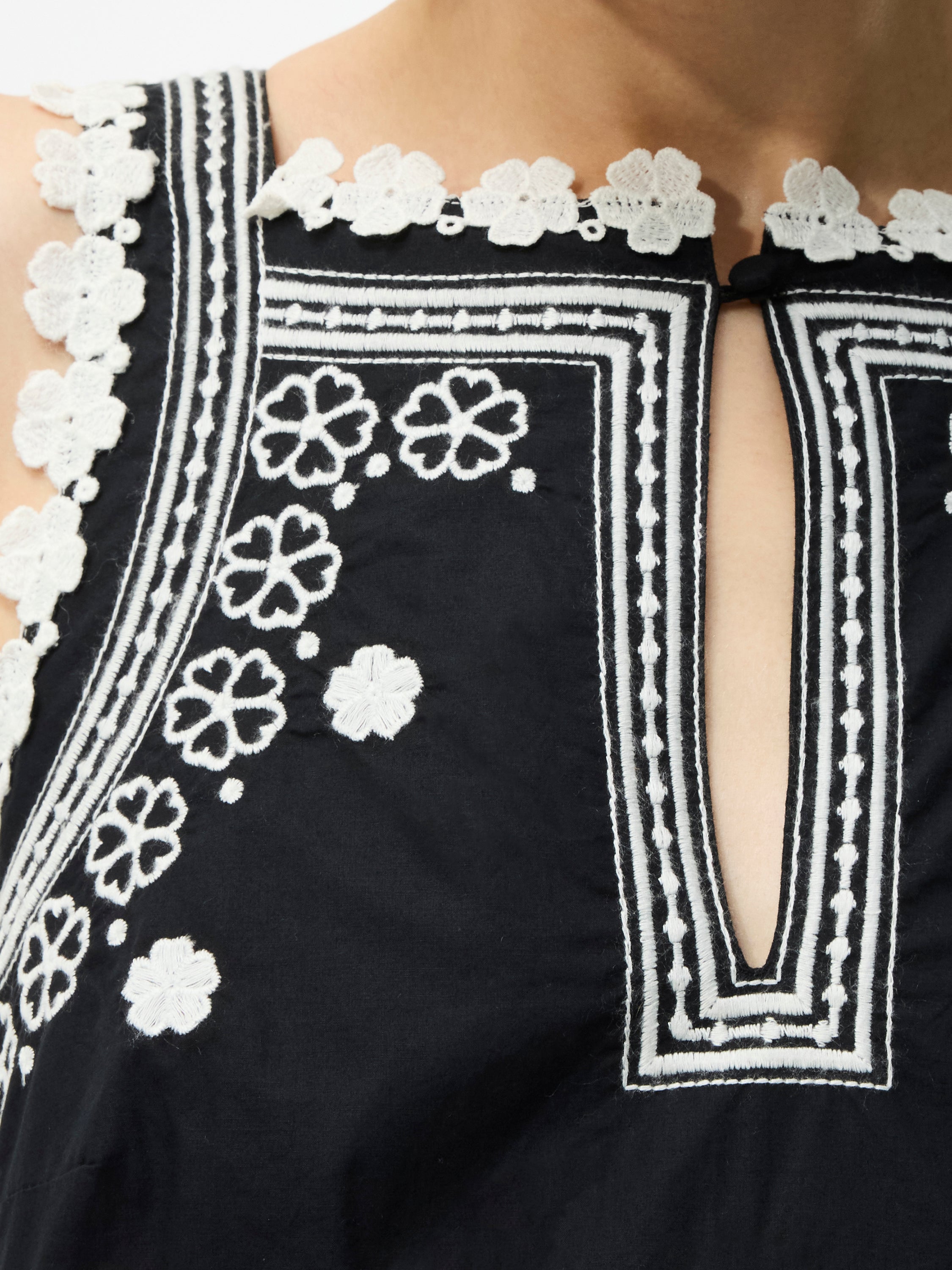 Devin Poplin Embroidered Midi Dress