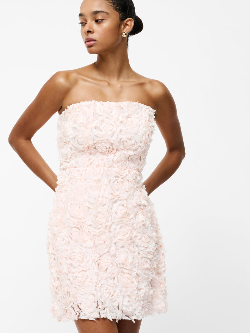 Cher Rosette Textured Bandeau Mini Dress