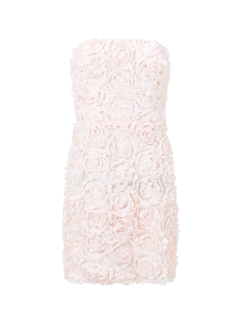 Cher Rosette Textured Bandeau Mini Dress