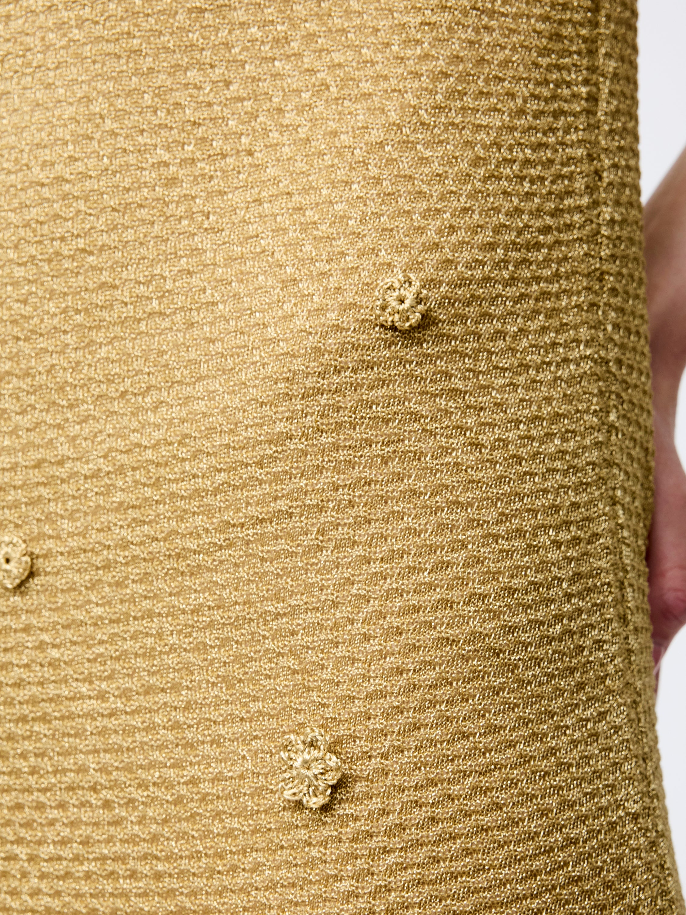 Floral Applique Metallic Midi Dress