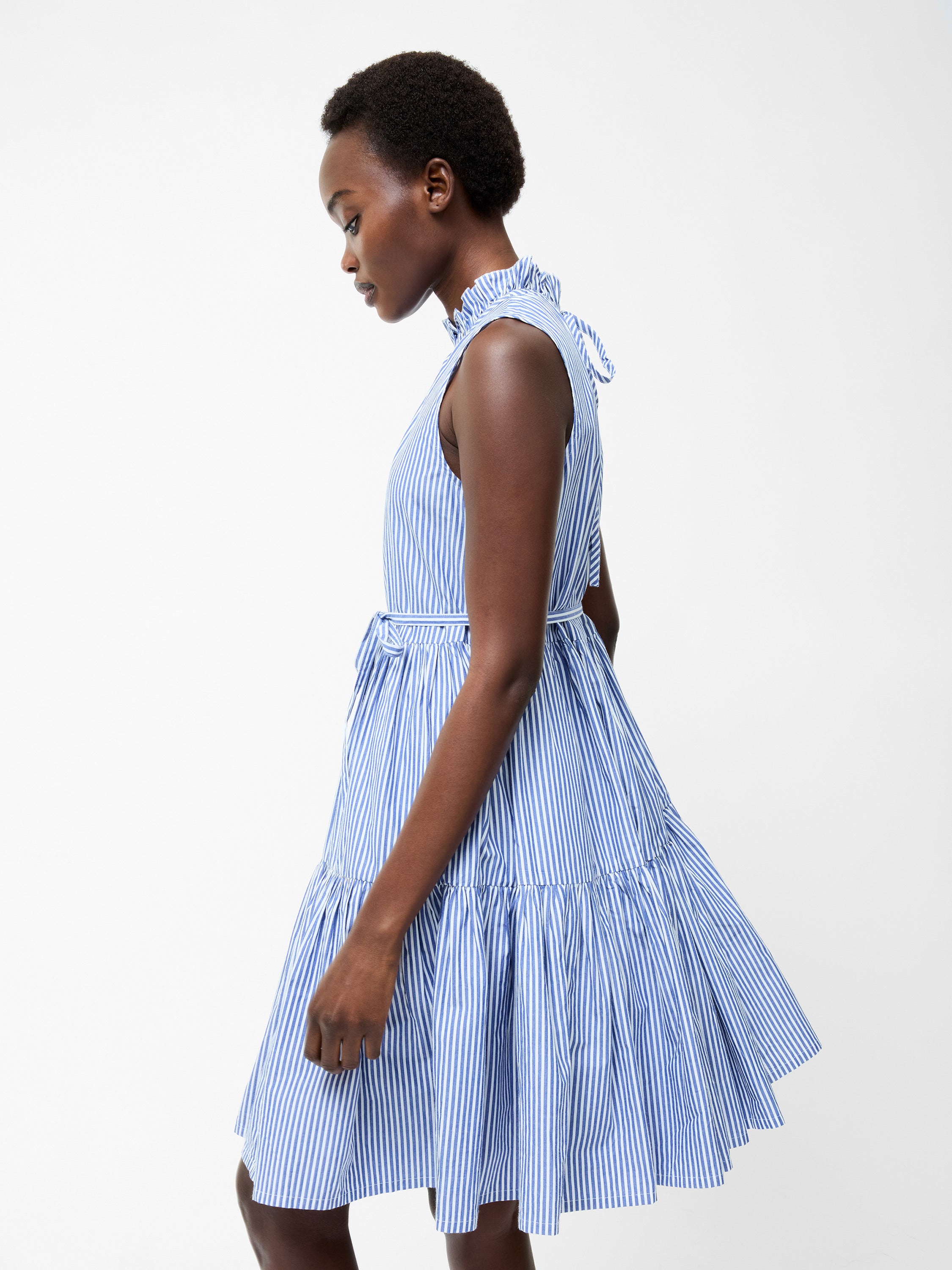 Tiered Stripe Poplin Dress