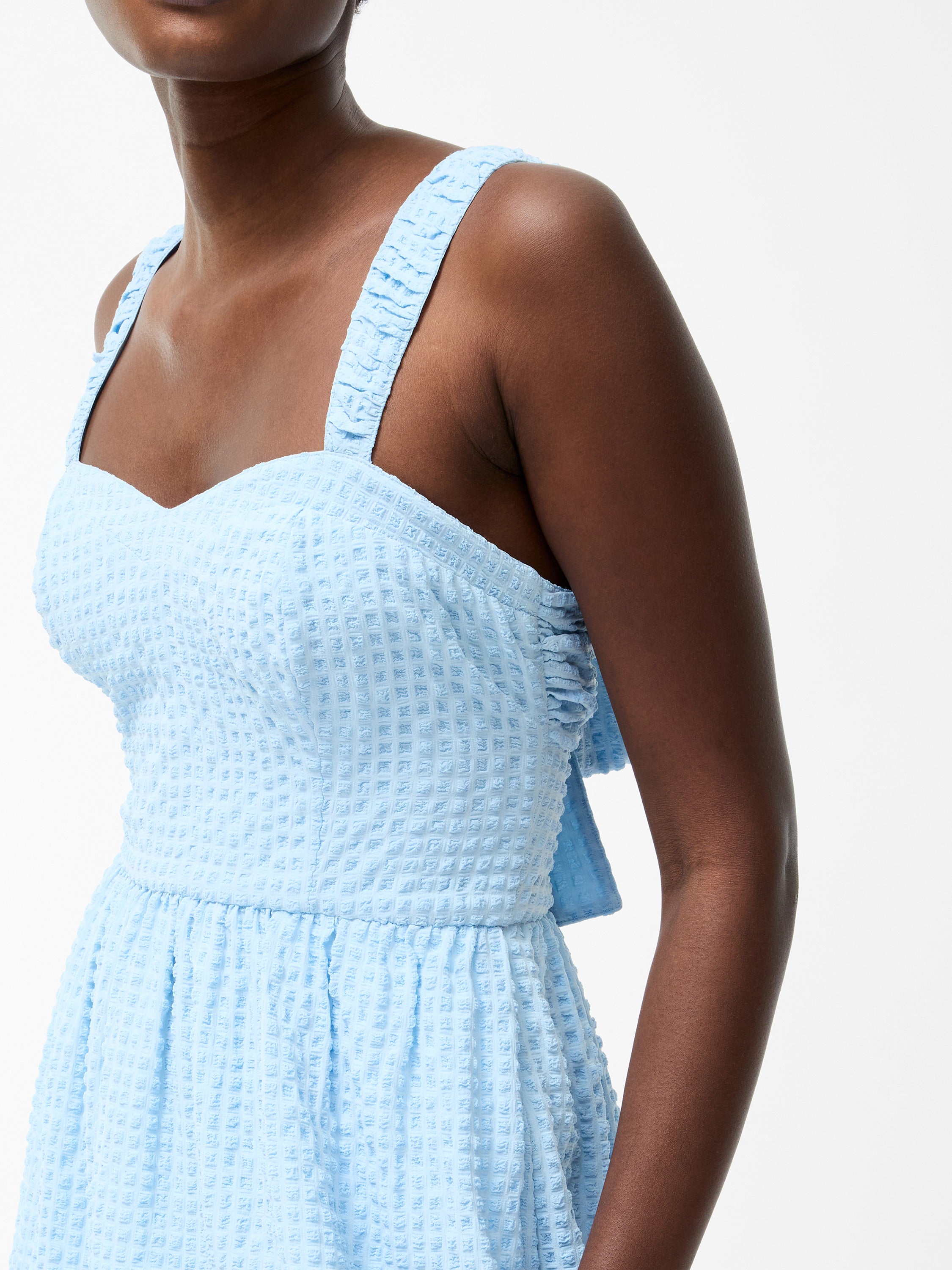 Sweetheart Textured Strap Midi Dress