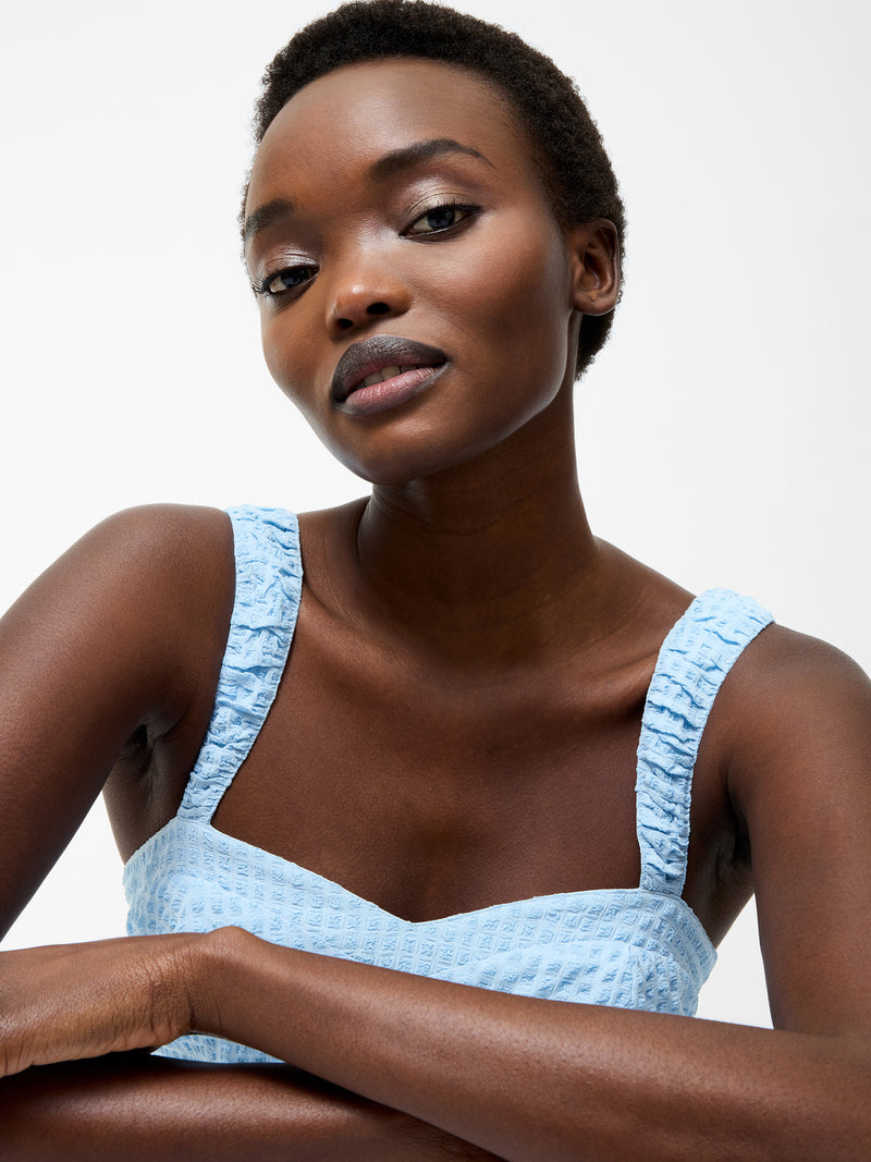 Sweetheart Textured Strap Midi Dress