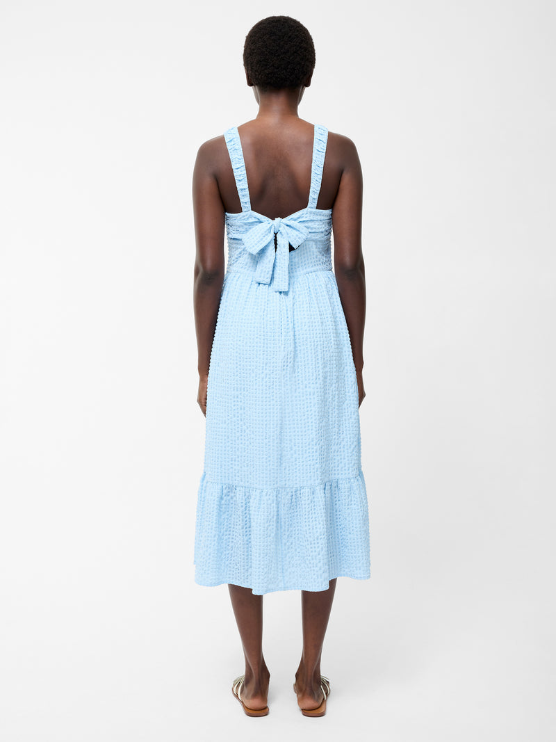 Sweetheart Textured Strap Midi Dress