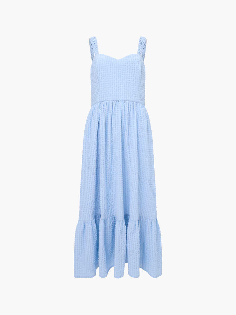 Sweetheart Textured Strap Midi Dress