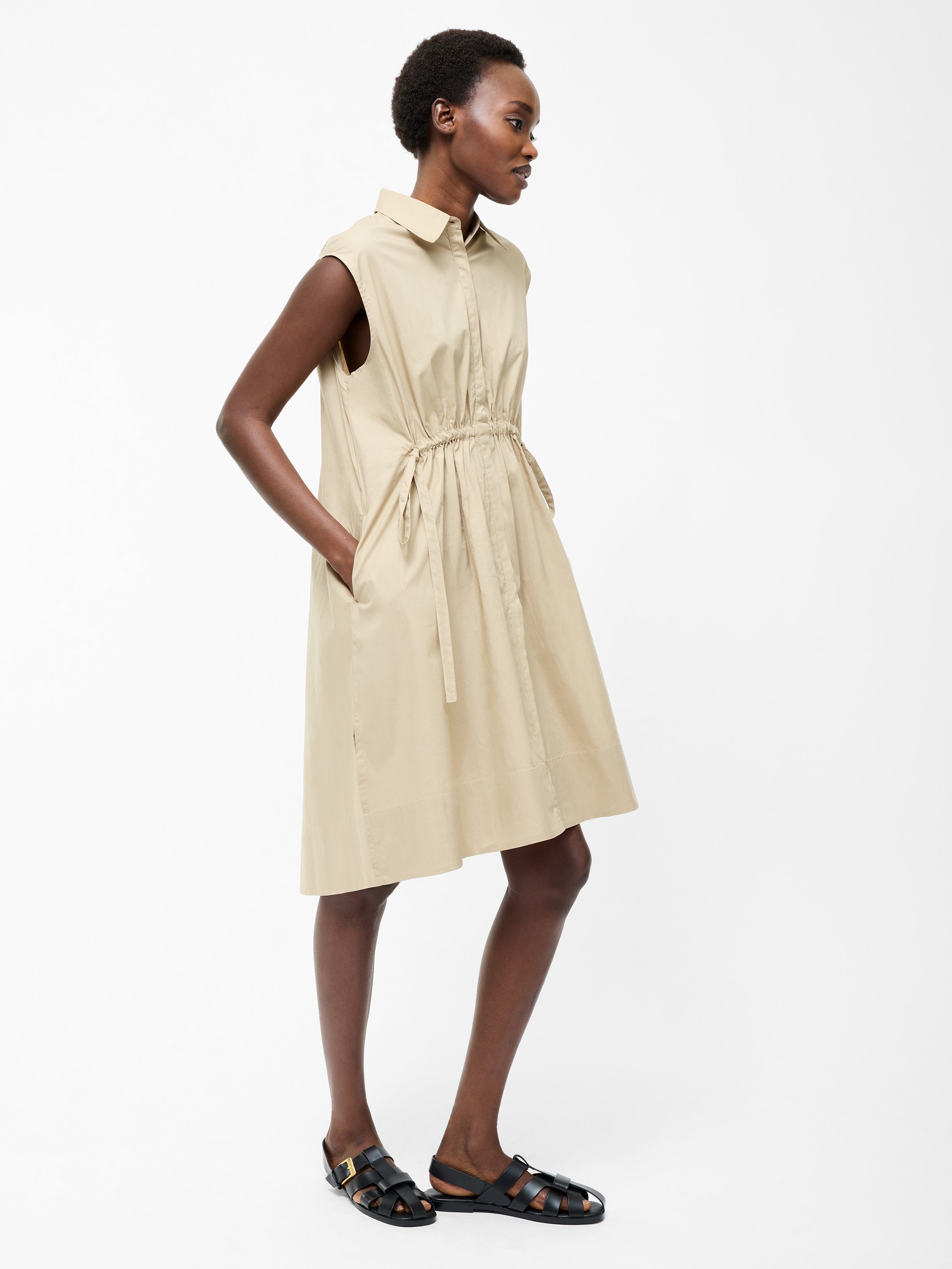 Poplin Tie Sleeveless Dress