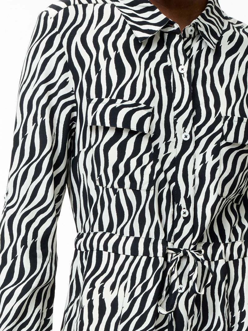 Seine Zebra Tie Shirt Dress