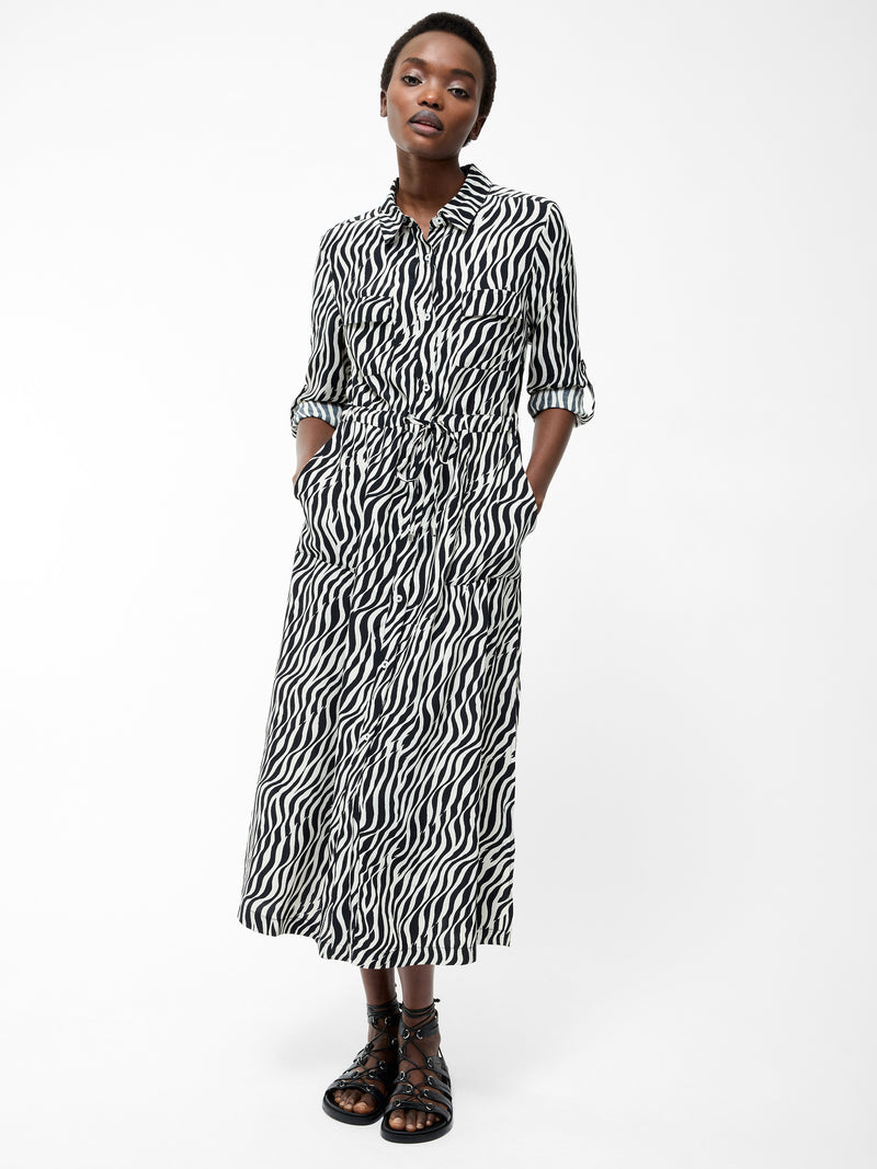 Seine Zebra Tie Shirt Dress