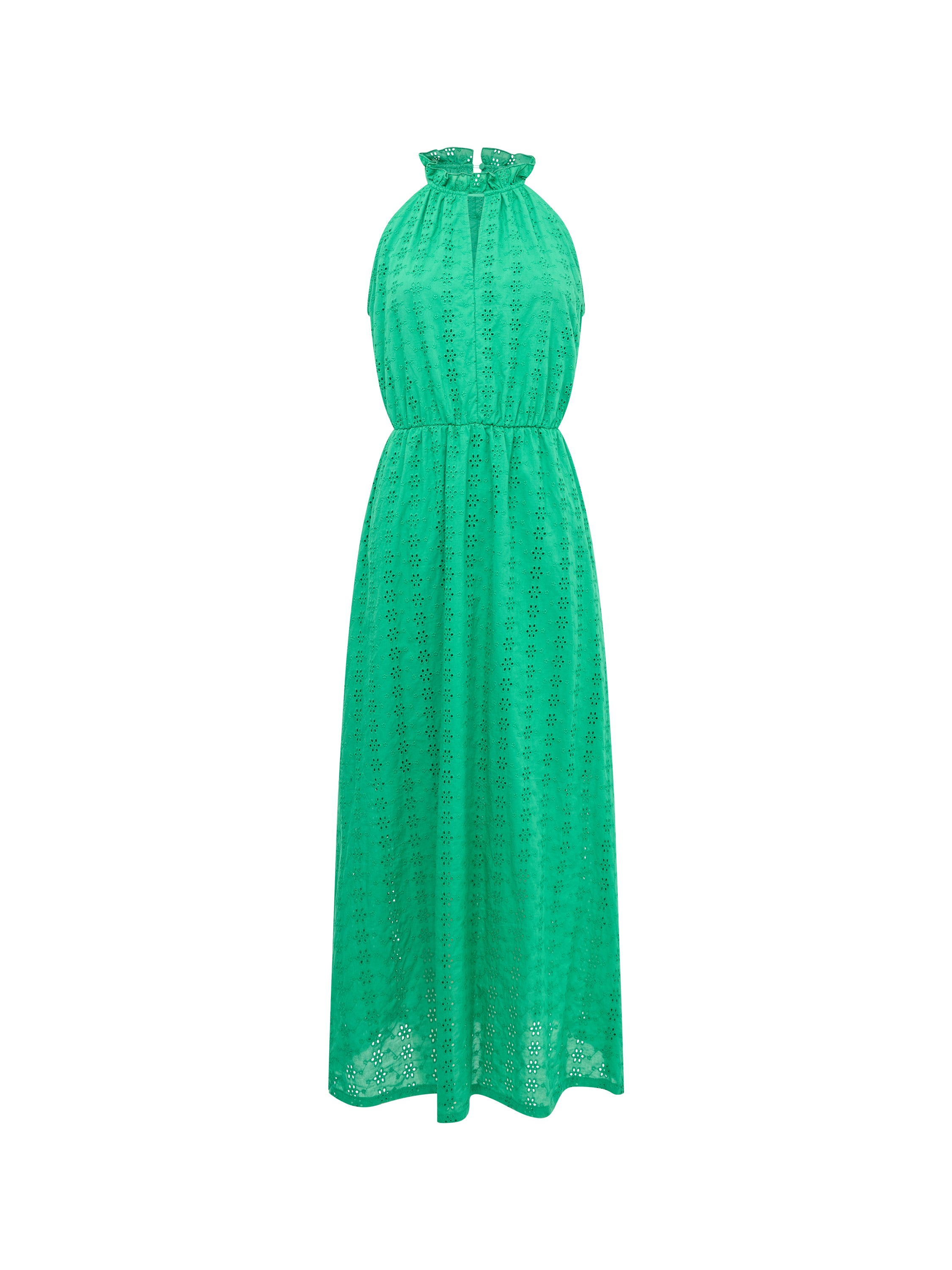 Broderie Halterneck Midi Dress