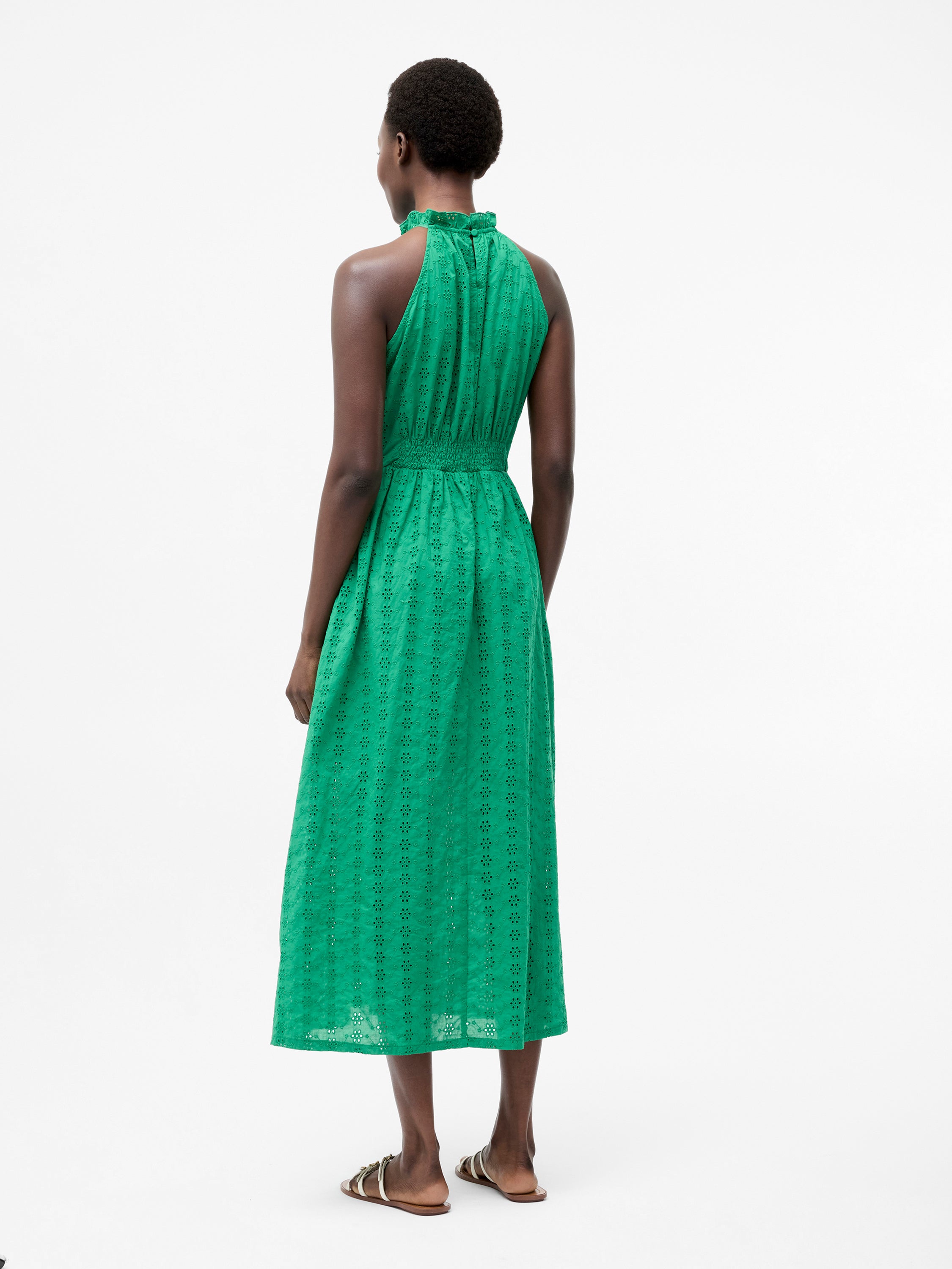 Broderie Halterneck Midi Dress