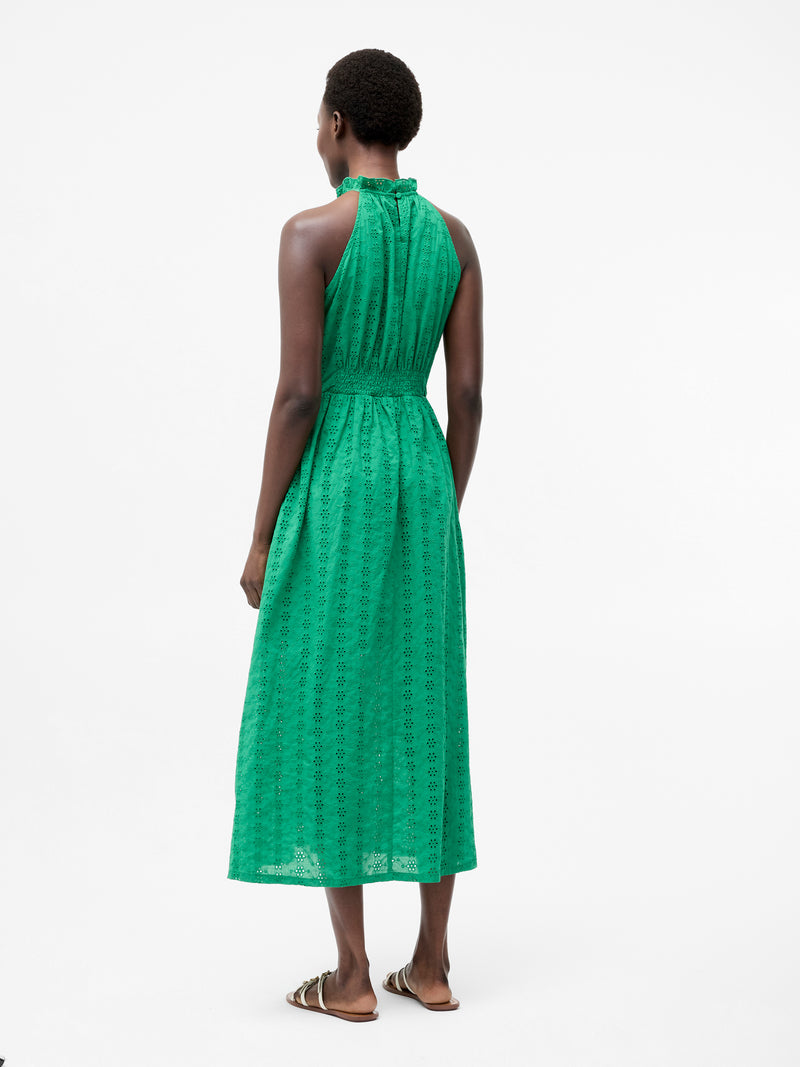 Broderie Halterneck Midi Dress