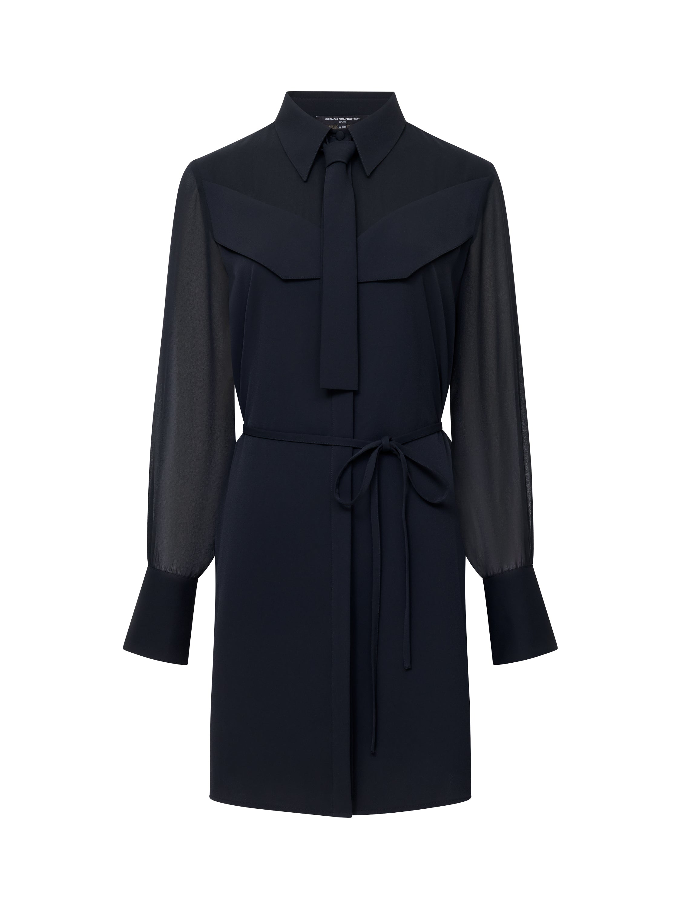 Arezzo Tie-Neck Mini Shirt Dress