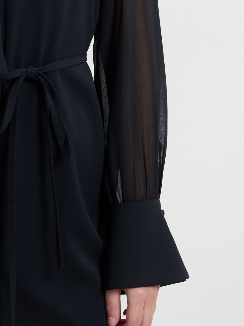 Arezzo Tie-Neck Mini Shirt Dress