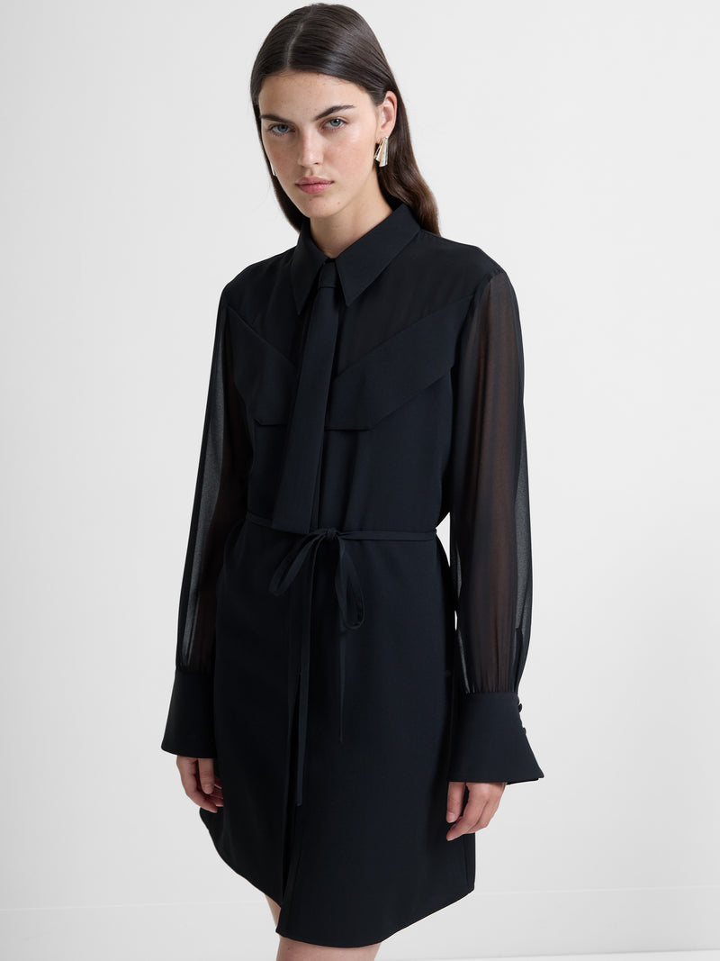 Arezzo Tie-Neck Mini Shirt Dress