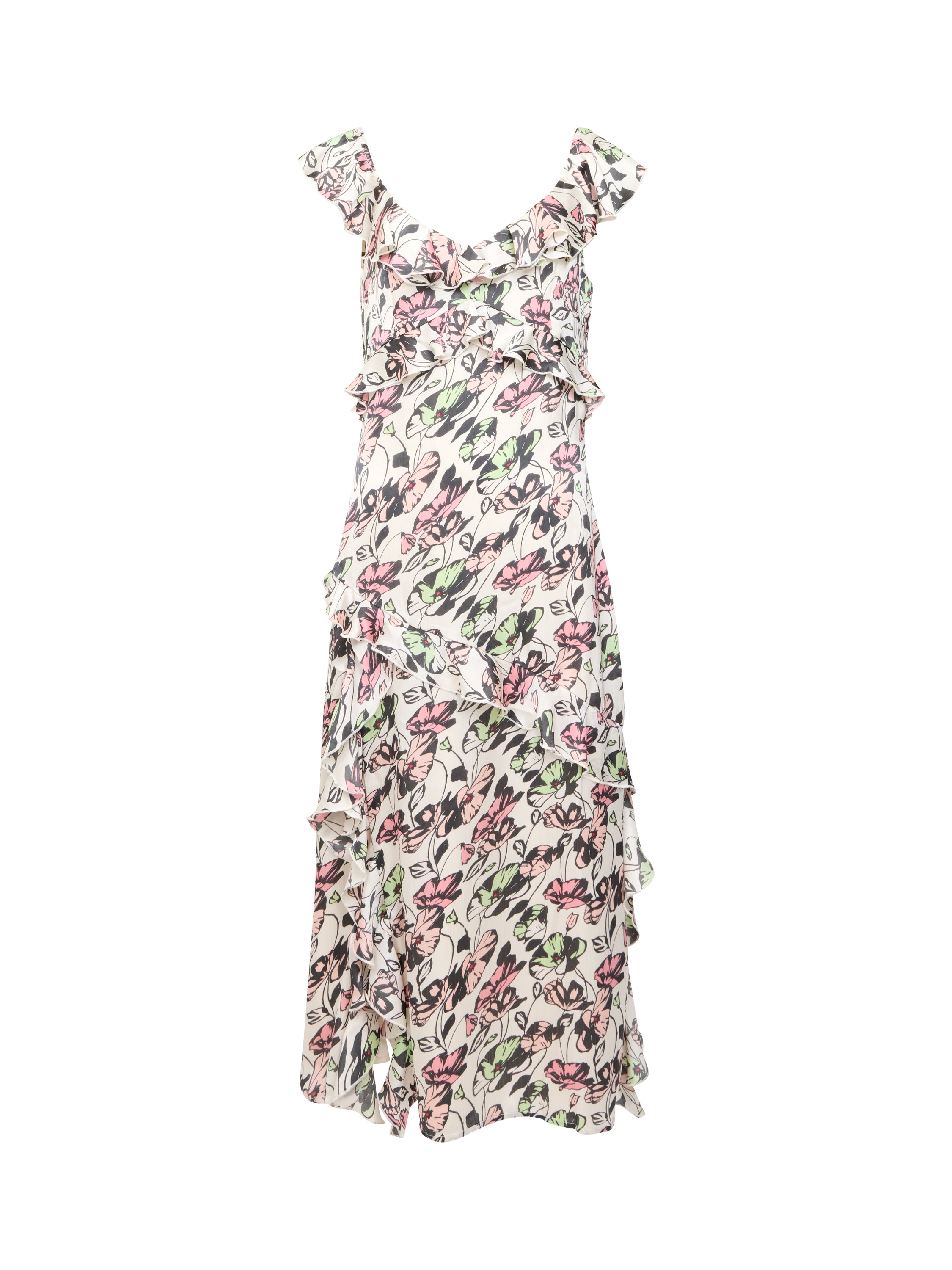 Ellie Kelsy Ruffled Slit Midi Dress