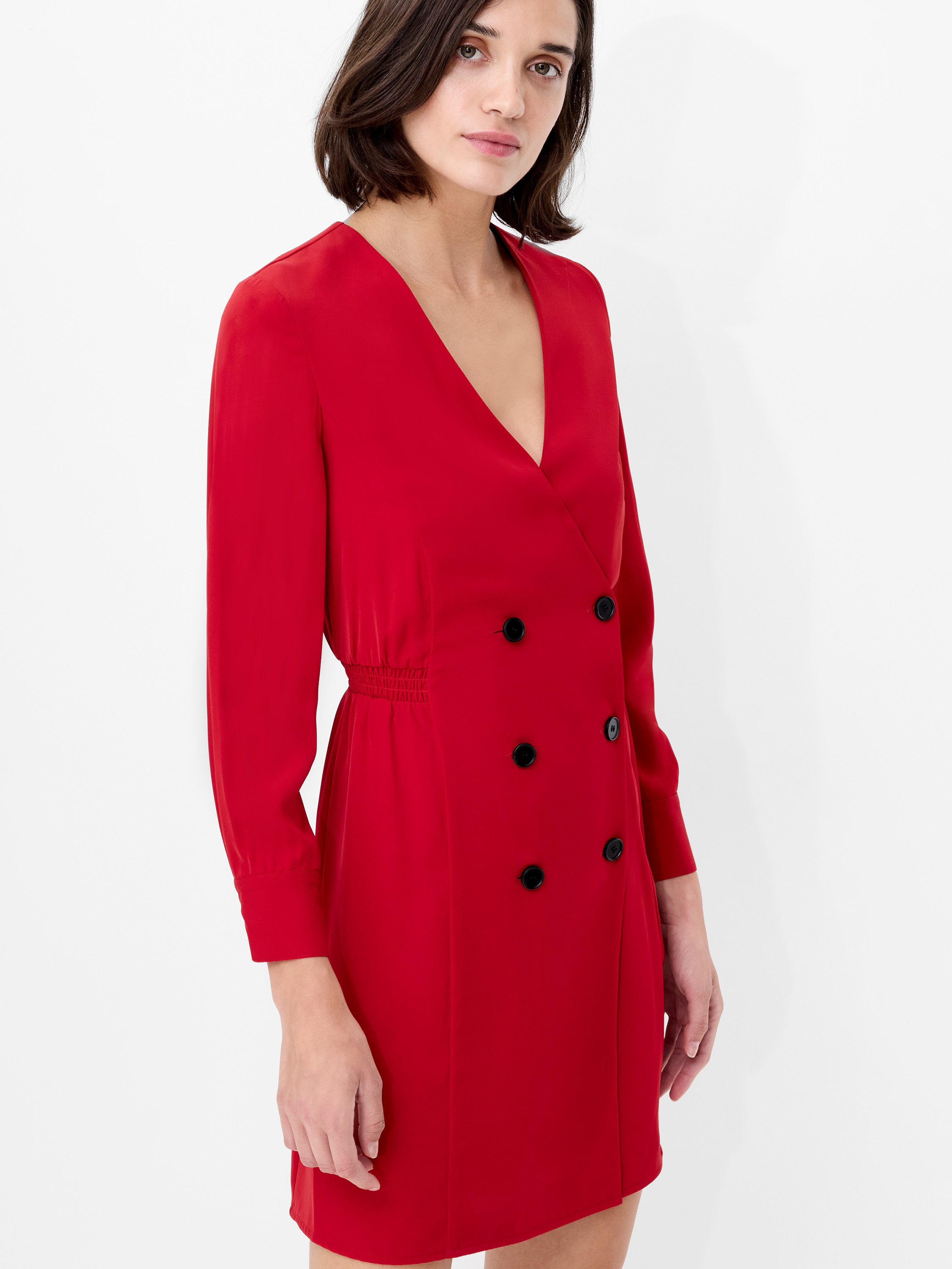 Levent Crepe Double Breasted Mini Dress