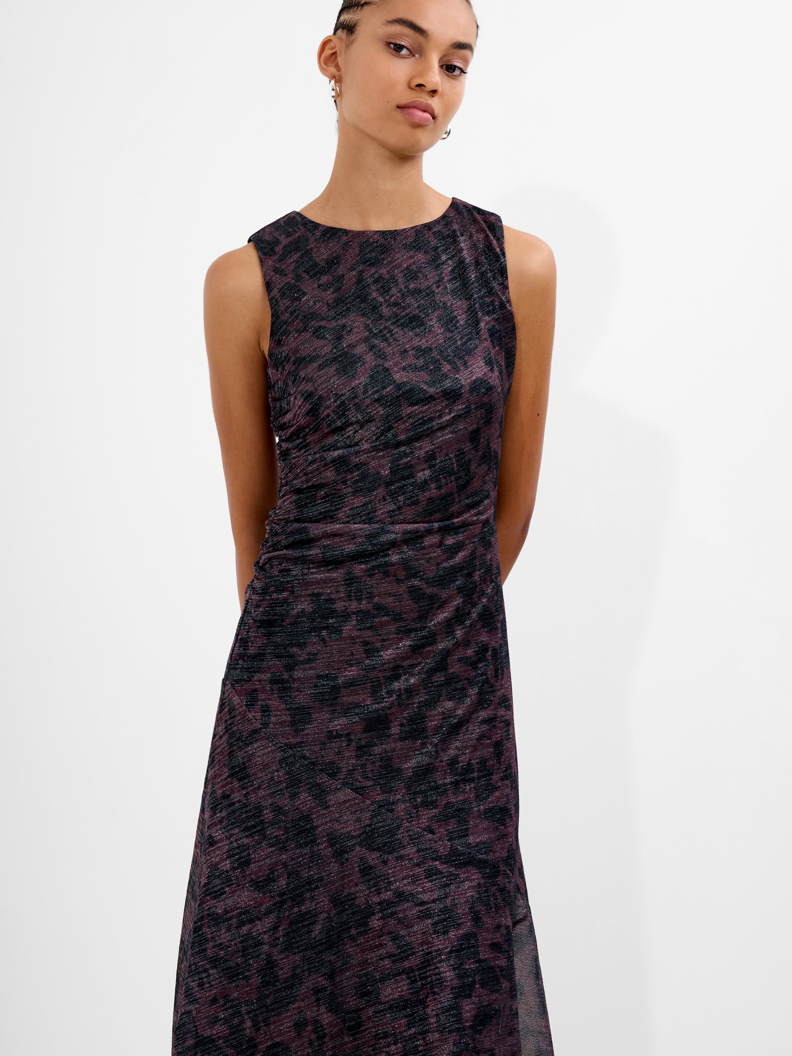 Lorrie Lurex Round Neck Midi Dress