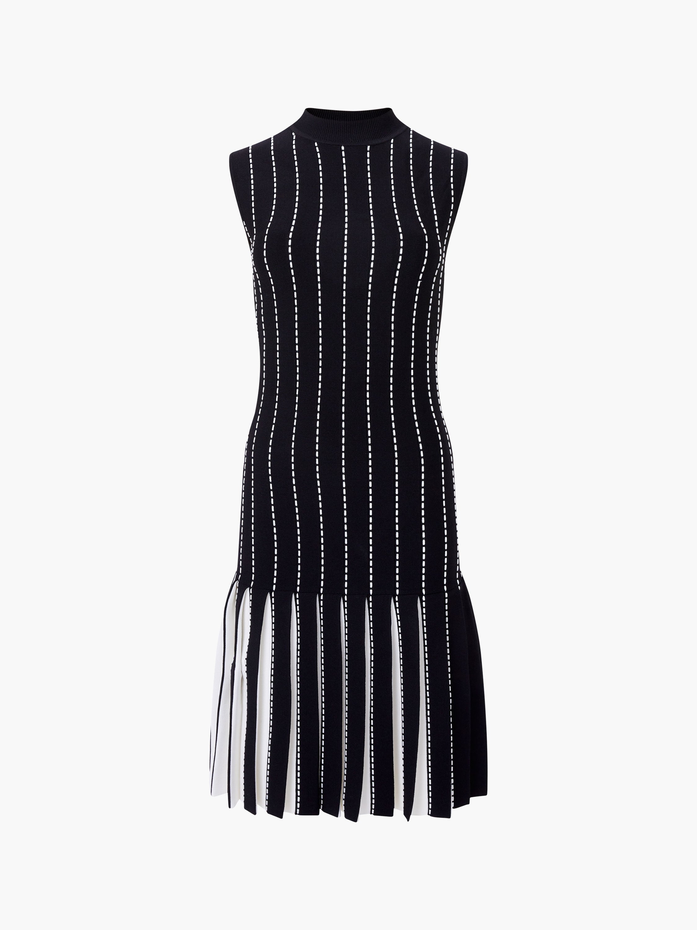 Mari Sleeveless Pleated Knit Dress
