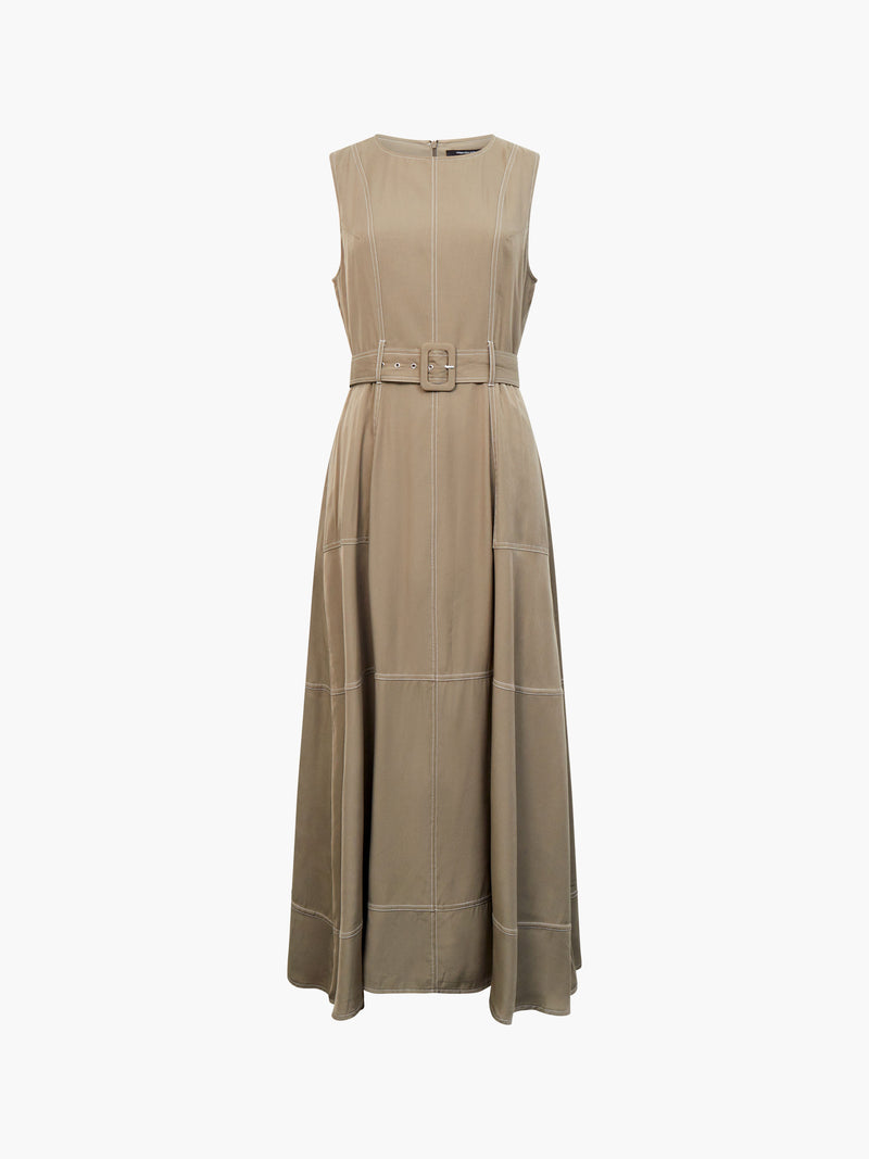 Celina Cupro Sleeveless Cargo Belted Dress