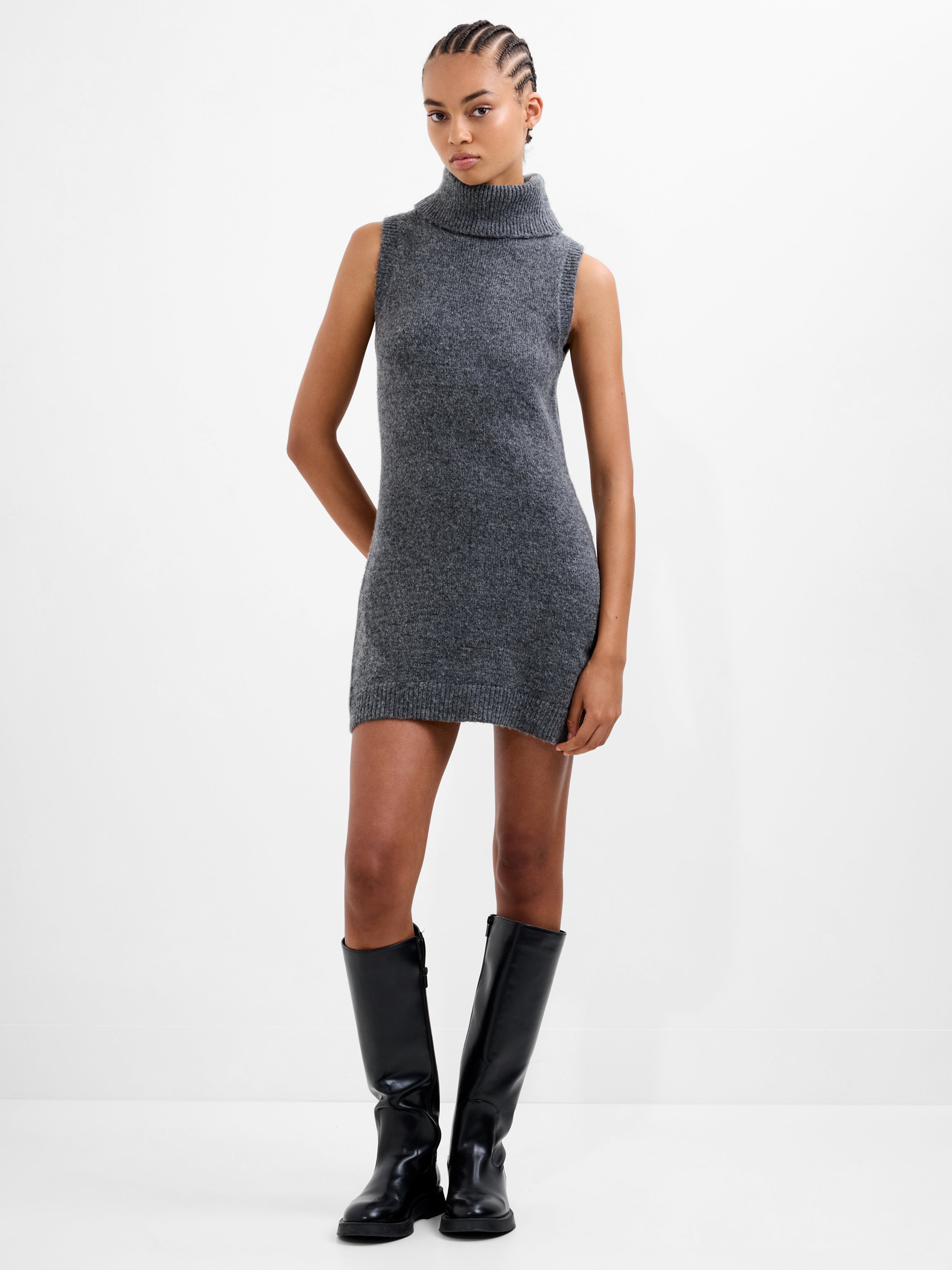 Vhari Recycled Knit Sleeveless Turtleneck Mini Dress