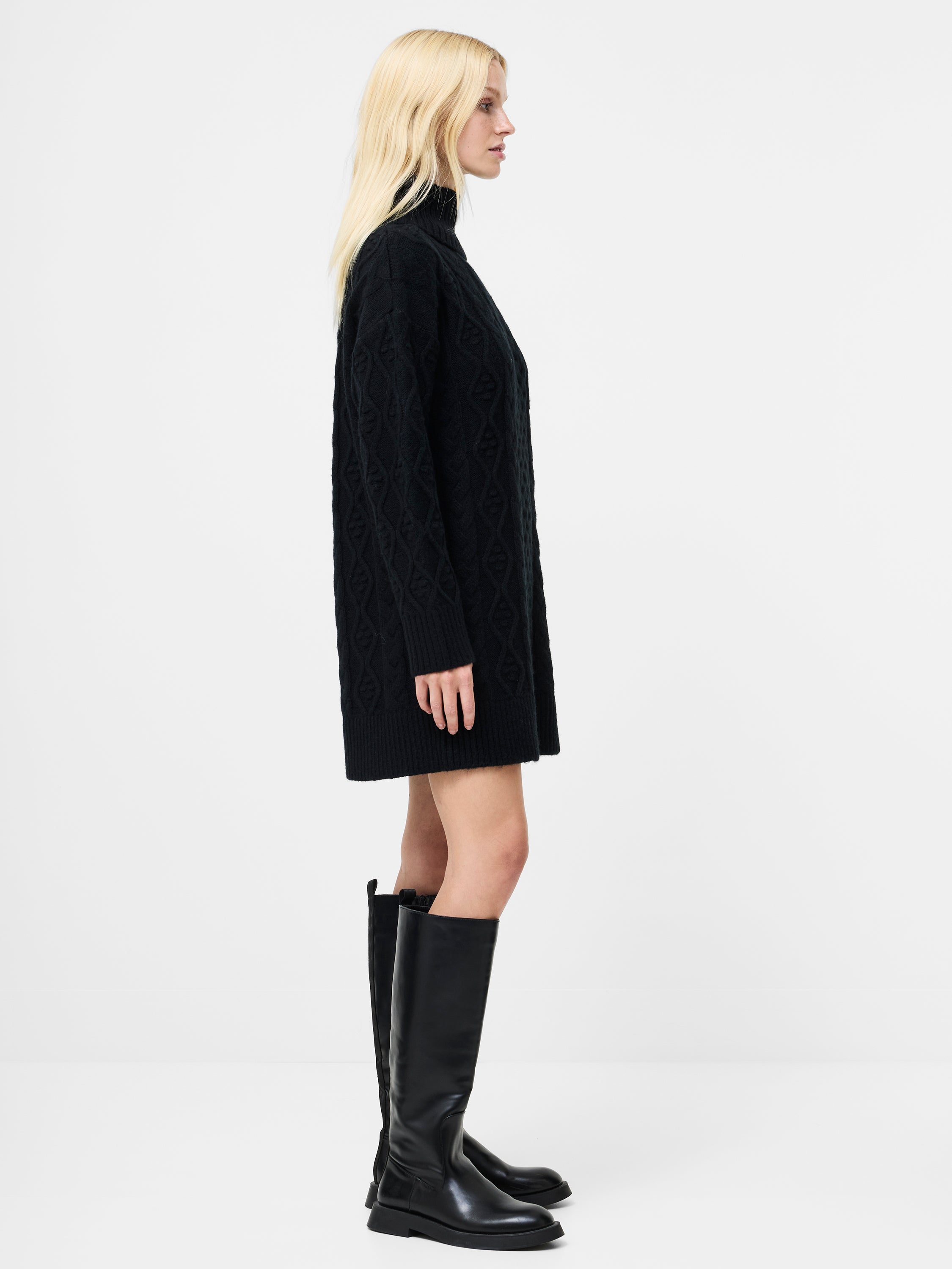 Makira Cable Knit Turtleneck Mini Dress