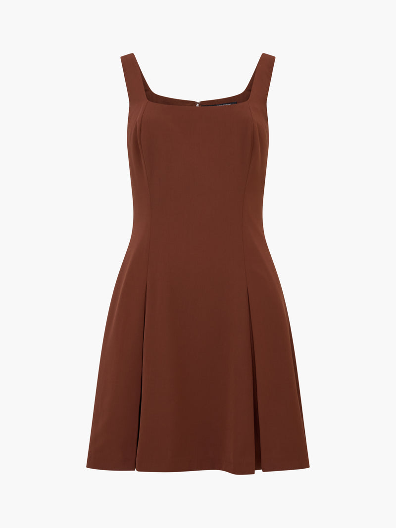 Square Neck Inverted Pleat Mini Dress