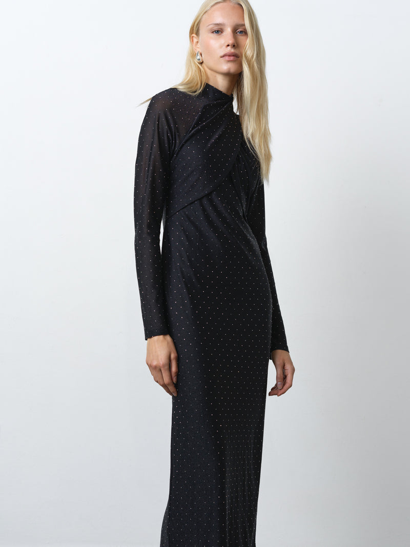 Shosana Hotfix Diamante Wrapover Midi Dress