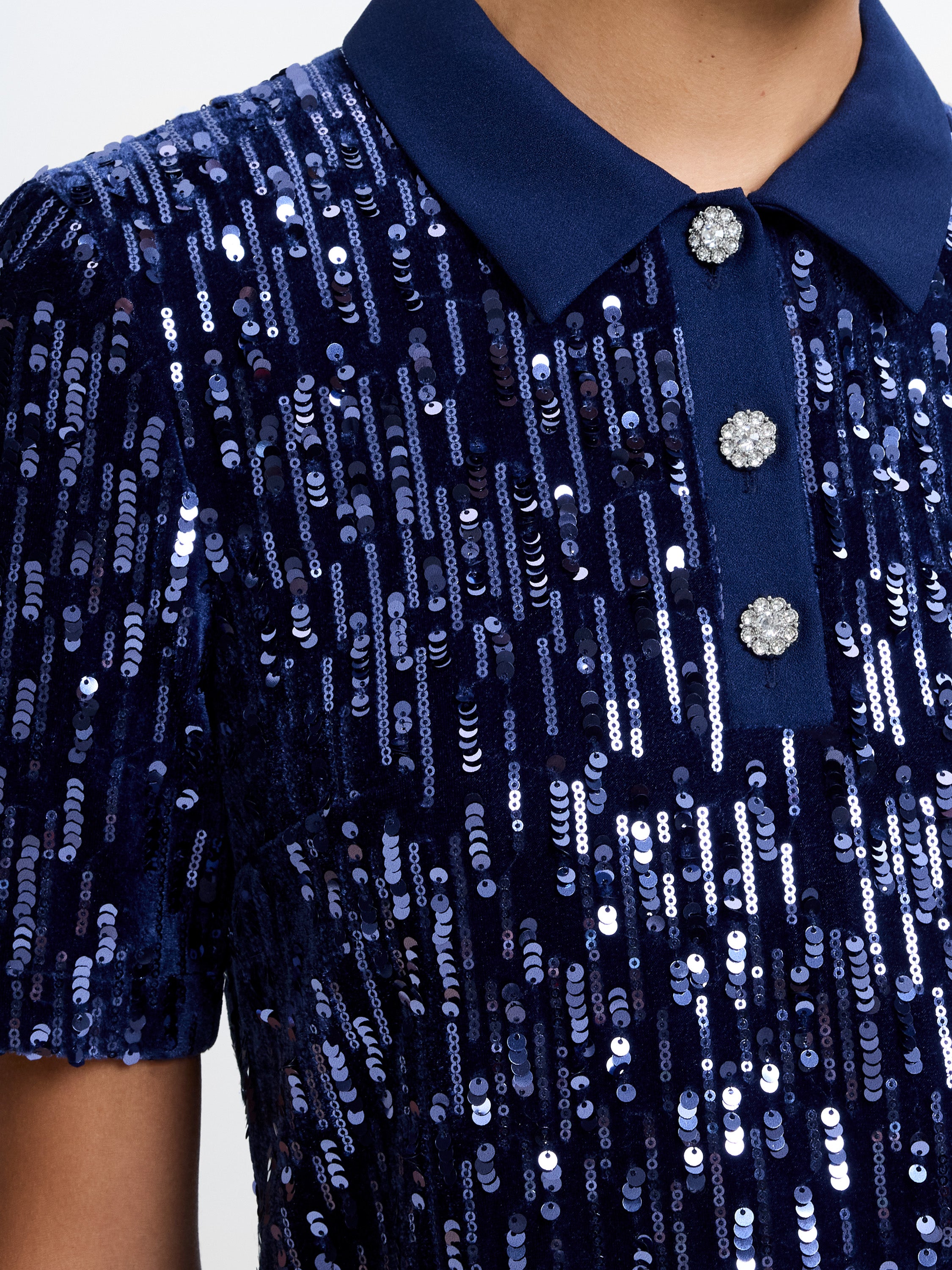 Trinny Velvet Sequin Collared Mini Dress