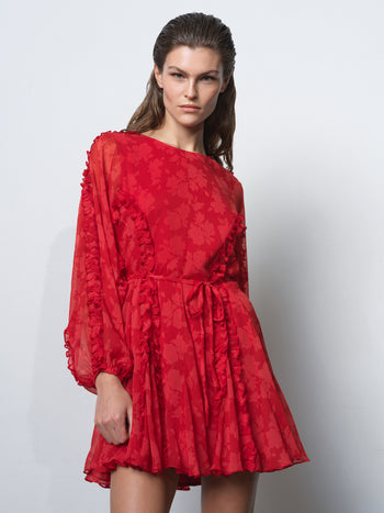 Kara Print Long Sleeve Flared Mini Dress