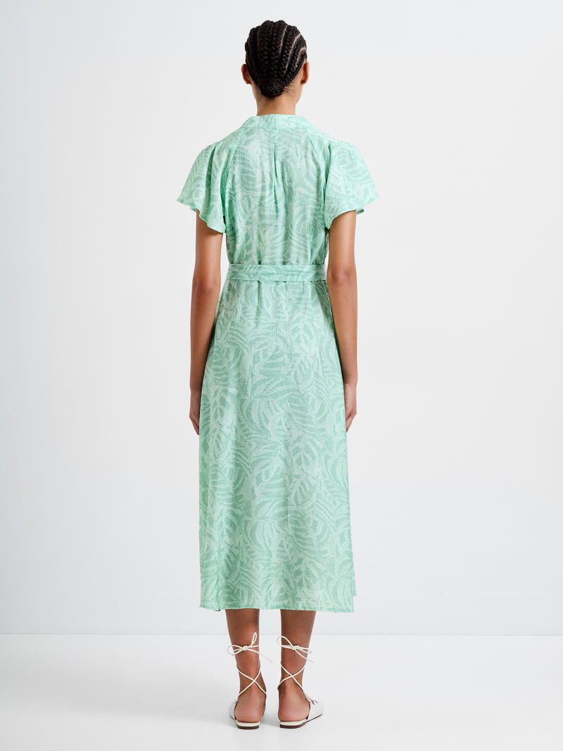 Abstract Green Printed Midi Dress