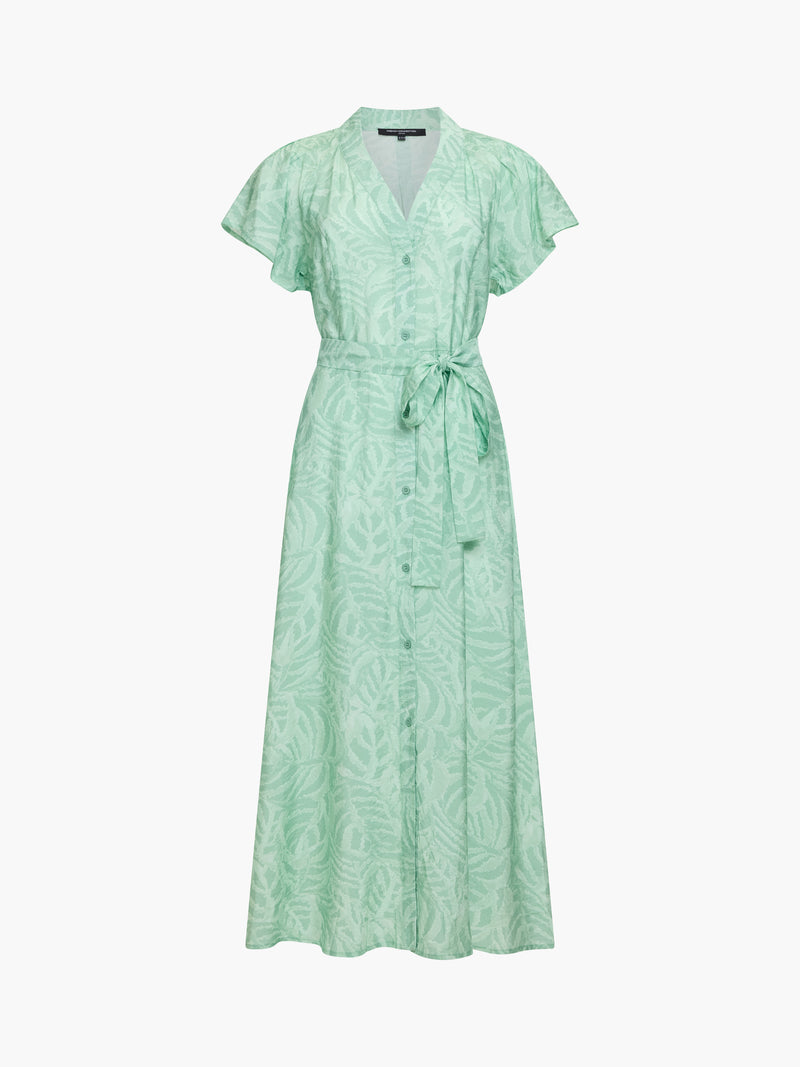 Abstract Green Printed Midi Dress