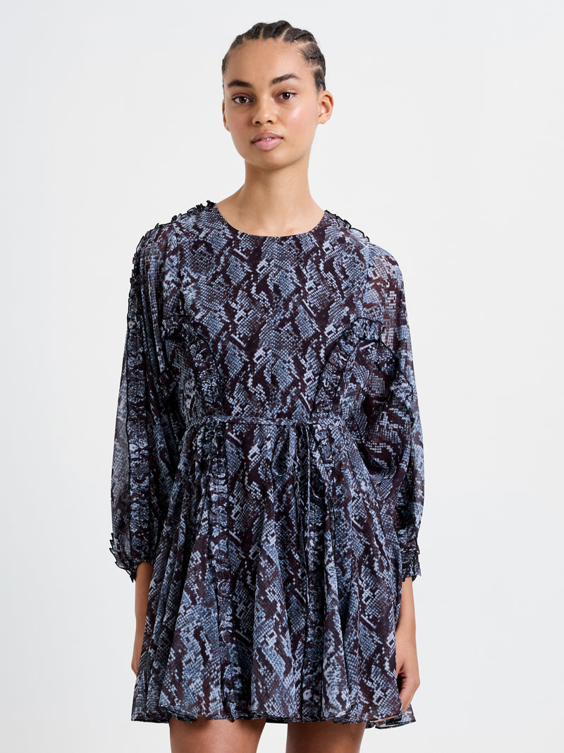 Snake Print Long Sleeve Mini Dress