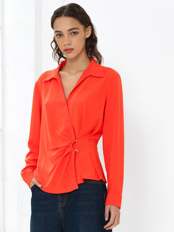 Thelma Long Sleeve Wrapover Shirt