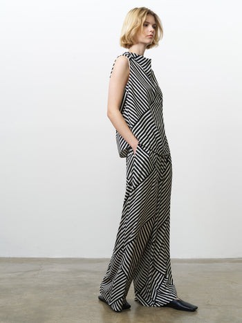 Striped Damasco Cowl Neck Tank Top