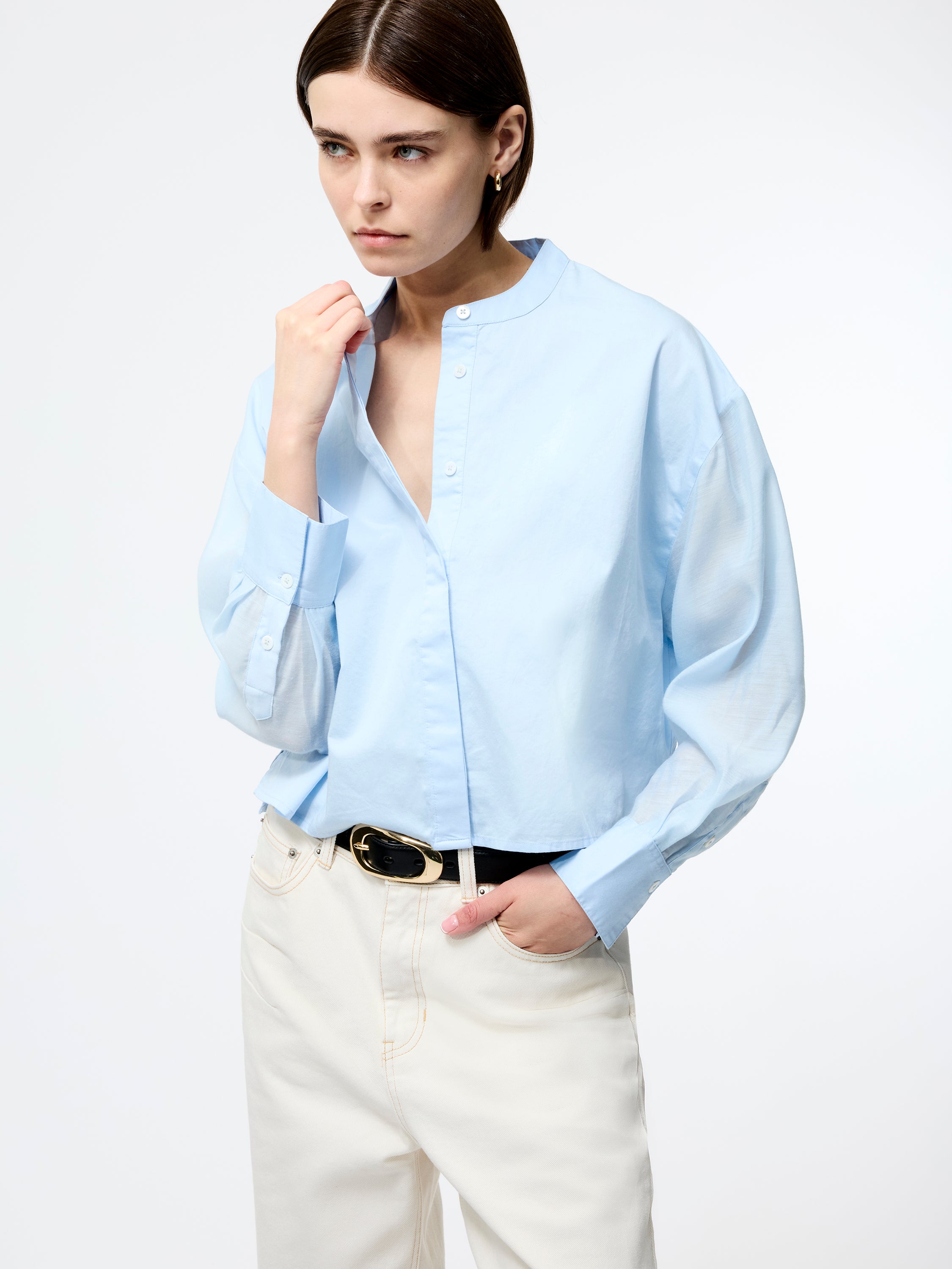Alexis Cotton Sheer Sleeve Shirt
