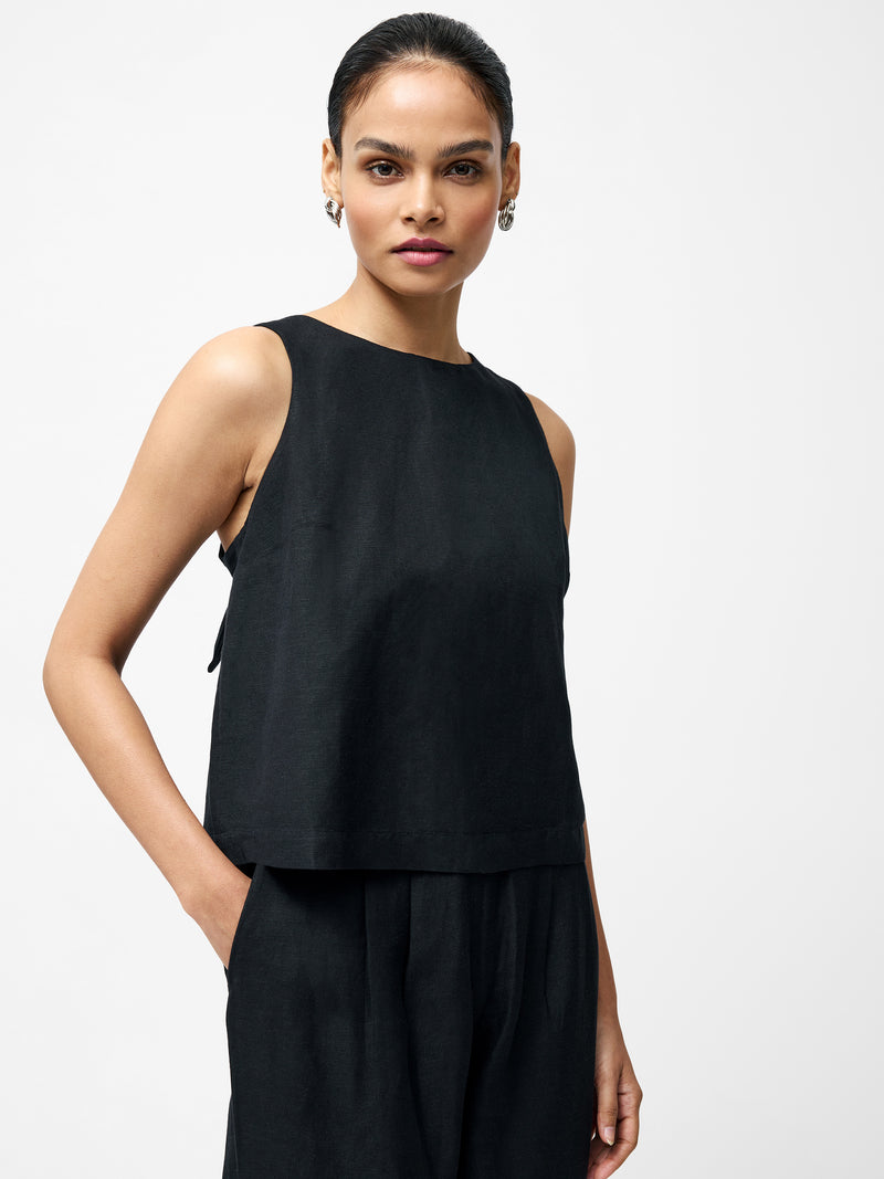 Birdie Linen Tie Back Swing Top