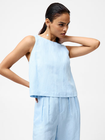 Birdie Linen Tie Back Swing Top