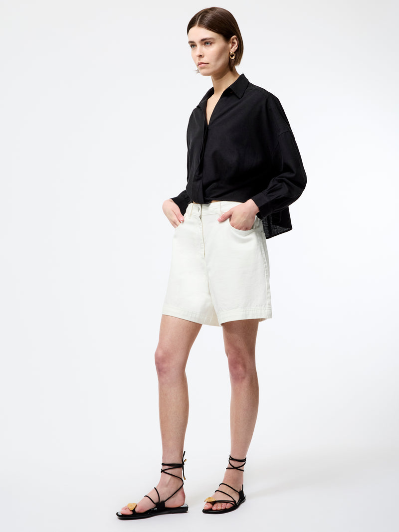 Ariette Linen Blend Long Sleeve Tuck Shirt